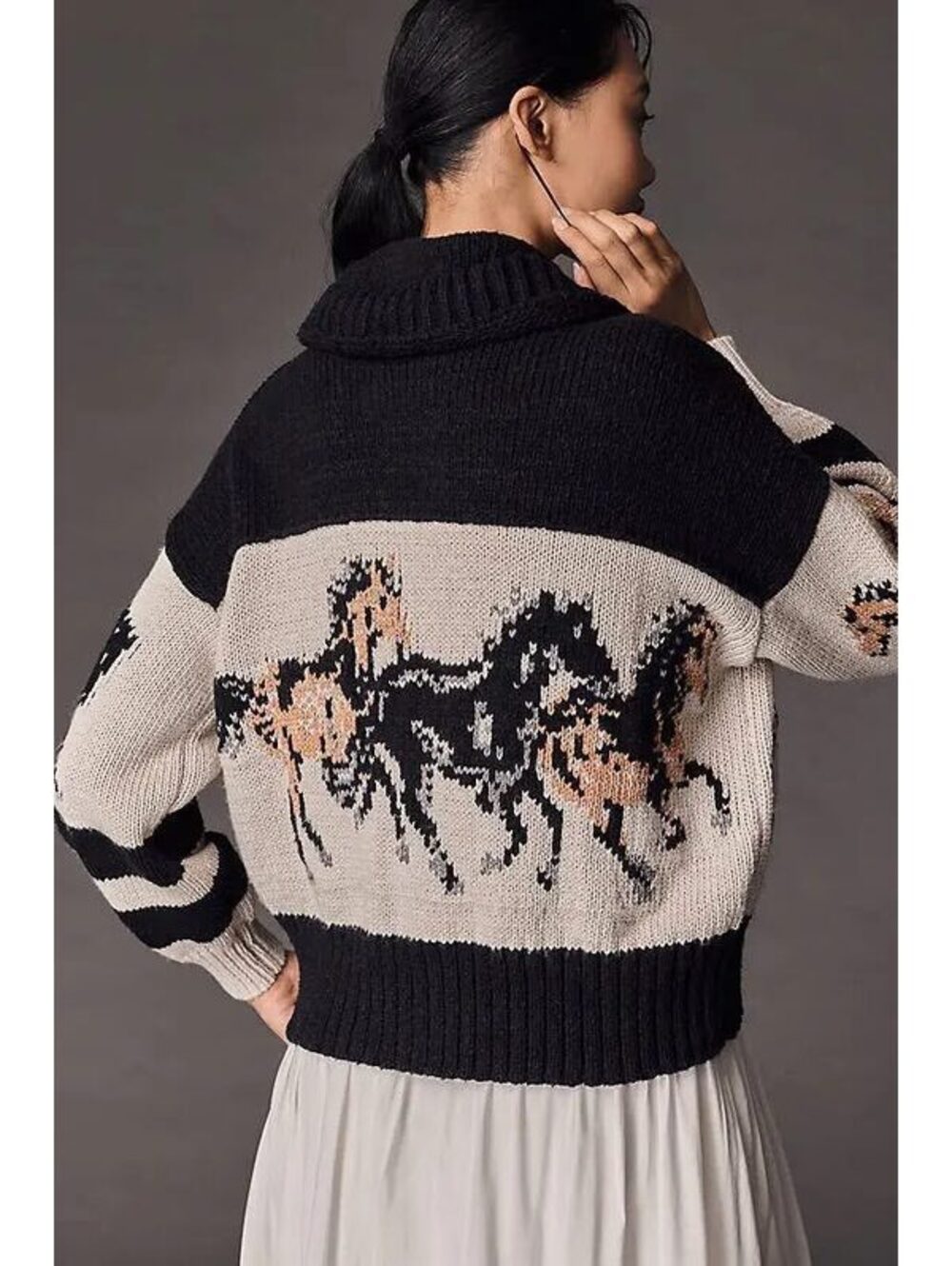 New Anthropologie Pilcro Horse Graphic Cardigan Sweater size M